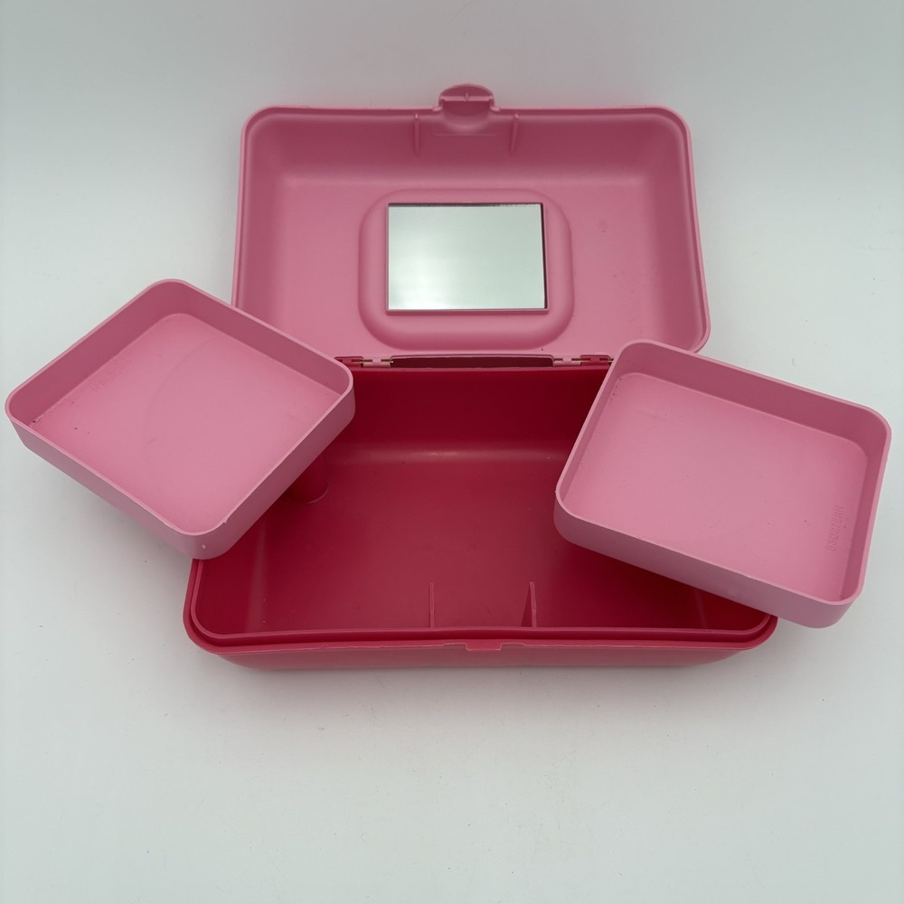 Vtg Mini Caboodles Make Up Caddy Case Pretty in Petite PINK Mini Small 9" x 6" - Picture 7 of 7